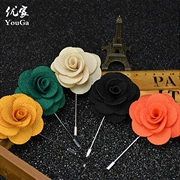 YouGa lụa kết cấu hoa hồng trâm cài hoa nam thời trang Hàn Quốc trâm cài trâm cài pin hoang dã - Trâm cài