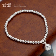 Vòng chân bạc 990 bạc nữ nguyên chất bạc sterling thời trang ngọt ngào Hàn Quốc đơn giản chuông hạt ban đầu trang sức bạc