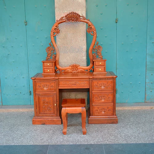 Туалетный столик из Мьянмы из розового дерева для спальни, комплект, мебель из натурального дерева, розы, 2 предмета