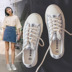 Gai giày vải nữ 2018 mùa xuân và mùa hè mới Hàn Quốc phiên bản của sinh viên hoang dã giày nhỏ màu trắng Harajuku ulzzang giày Plimsolls