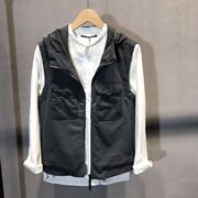 2017 mùa thu mới màu rắn casual knit vest nam quần áo gió pocket hoang dã xu hướng Hàn Quốc phiên bản của áo trùm đầu