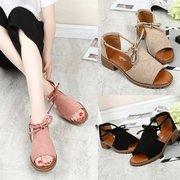 2018 mùa hè mới phong cách dép giày của phụ nữ với phía trước và phía sau cáp treo với mở ngón chân Hàn Quốc phiên bản của dày với một từ khóa với màu rắn