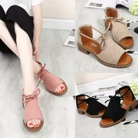 2018 mùa hè mới phong cách dép giày của phụ nữ với phía trước và phía sau cáp treo với mở ngón chân Hàn Quốc phiên bản của dày với một từ khóa với màu rắn xăng đan