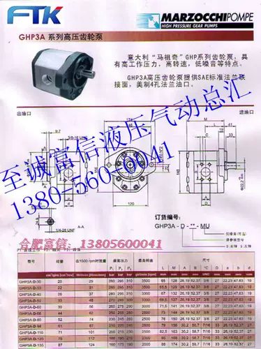 GHP3-S-60 Итальянский марзокки Matsuki Gear Pump