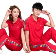 Quần áo thể thao nam tay ngắn mùa hè giản dị màu đỏ nhanh khô áo thun Jiamusi vuông nhảy nửa tay phù hợp - Thể thao sau