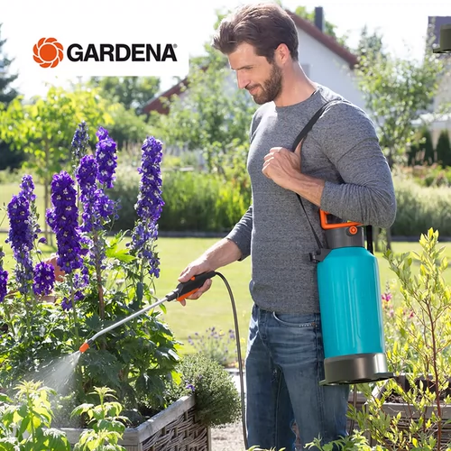 Германия импортированная сада Gardina 828 двойной форсунок с 5 л садовой водой Поливка цветов распылитель давления