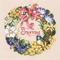 XI Xiufang Cross Stitch Prants Отпечатки высококачественных цветных цветов Four Seasons Цветочное кольцо 123-скрещивание венок
