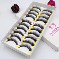 Một hộp lông mi giả thủ công Đài Loan, mắt dày tự nhiên, đoạn dài, một hộp mười cặp keo dán mi giả