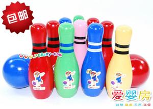 Gỗ vua kích thước bowling trẻ em mô phỏng bằng gỗ bóng bé câu đố thể thao xây dựng khối đồ chơi 3-5 tuổi