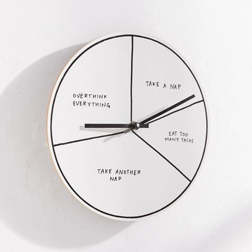 Американская покупка x Lazy Food Food Fression Creative Wanging Clock Decompression деревянные висящие часы