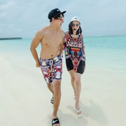 Cặp đôi đồ bơi phù hợp cho nam và nữ thể thao và giải trí võ sĩ bảo thủ với tay áo kỳ nghỉ tuần trăng mật cặp đôi đồ bơi - Vài đồ bơi