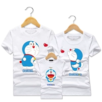Mùa hè 2018 phong cách mới Doraemon mẹ-con bãi biển mẹ và con gái mẹ tải một gia đình ba áo thun ngắn tay - Trang phục dành cho cha mẹ và con đồ gia đình