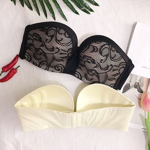 Hong Kong Chic Wind and Steel Ring Gathering Anti-skid and Trackless Sexy Underwear with No Shoulder Belt Invisible Girl Bra Tide