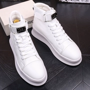 Mùa thu giày nam trắng giày cao nam phiên bản Hàn Quốc giày da đế dày màu trắng giày thường Giày cao cổ nam thời trang Anh