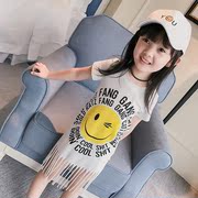Cô gái mùa hè 2018 mới Hàn Quốc bé trẻ em mùa hè váy cô bé bông tua ngắn tay áo đầm