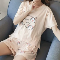 Đồ ngủ mùa hè của phụ nữ ngọt ngào ngắn tay Hàn Quốc phiên bản của bộ tươi hai mảnh sinh viên lỏng công chúa nhà dịch vụ có thể được đeo đồ bộ thun