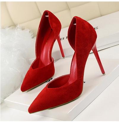 Red & Suedebigtree white high-heeled shoes female spring 2019 new pattern genuine leather Women's Shoes Versatile girl Fine heel Sharp point Single shoes