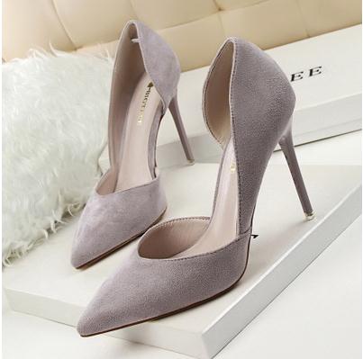 Grey & Suedebigtree white high-heeled shoes female spring 2019 new pattern genuine leather Women's Shoes Versatile girl Fine heel Sharp point Single shoes