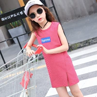 Cô gái mặc mùa hè mới to con phiên bản Hàn Quốc của phần dài áo thun giản dị không tay váy cotton áo vest thủy triều - Váy váy len bé gái