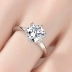 S925 sterling bạc mô phỏng nhẫn 1 carat kim cương sáu móng vuốt đơn zircon ngón tay nhẫn nữ Nhật Bản và Hàn Quốc mạng thiết kế thích hợp màu đỏ - Nhẫn nhẫn đeo ngón trỏ Nhẫn