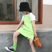 Váy bé gái 2019 hè mới Hàn Quốc thời trang hoang dã có thể điều chỉnh váy áo thun váy hai dây - Váy