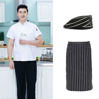 Белый фартук, шапка, короткий рукав