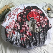 Trung Quốc phong cách thương hiệu cá chép Nhật Bản cá koi in kimono nam ukiyo-e thủy triều nửa tay áo chống nắng quần áo áo choàng