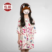 Cô gái bông lụa váy mùa hè bông nhân tạo váy dài bông lụa trẻ em bé nightdress điều hòa không khí dịch vụ nhà