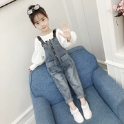 Quần áo trẻ em nữ denim overalls mùa thu 2019 phiên bản mới của Hàn Quốc quần trẻ em nước ngoài rộng rãi cho trẻ em mùa xuân và mùa thu - Quần jean