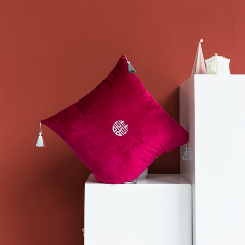 Fomoday Hi персонажи бархатная подушка вышивая кисточка Свадьба Shuangxi Plound Пара новых домов, чтобы организовать украшение свадебной комнаты