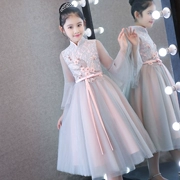 Trung Quốc phong cách cô gái đám cưới fluffy trẻ em sinh nhật buổi tối ăn mặc công chúa váy nhỏ hoa cô gái guzheng đàn piano trang phục