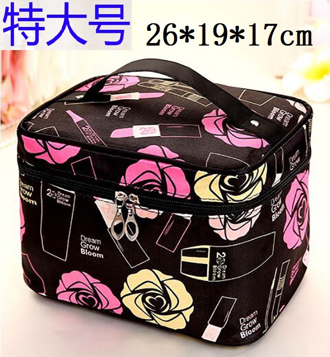 Extra Large Lipstick RoseVertical section high-capacity portable letter Cosmetic Bag turn box Foldable Cosmetic Bag Cosmetics Storage bag