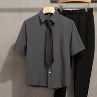 Серая короткая рубашка D6