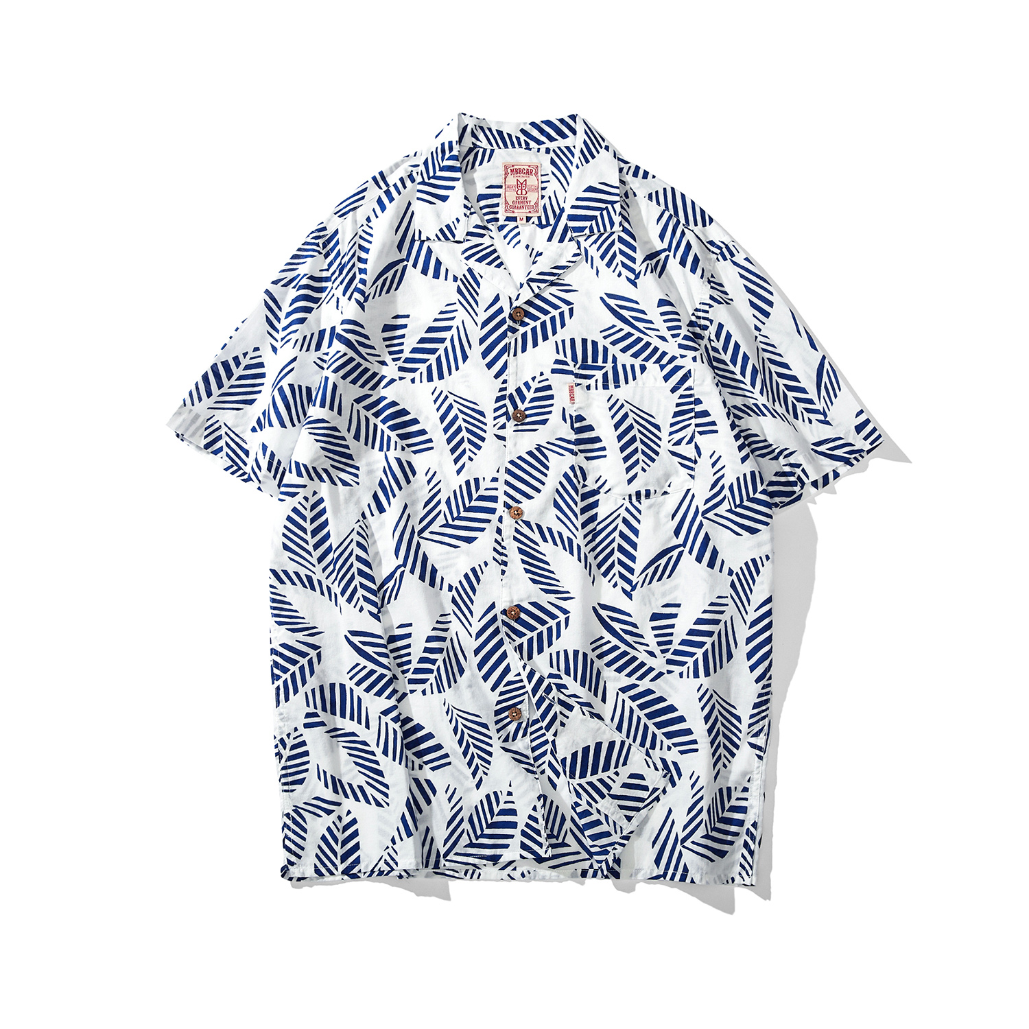 Blue 9100literature Retro  MBBCAR Original design American style leisure time Amekaji Hawaii Short sleeve shirt
