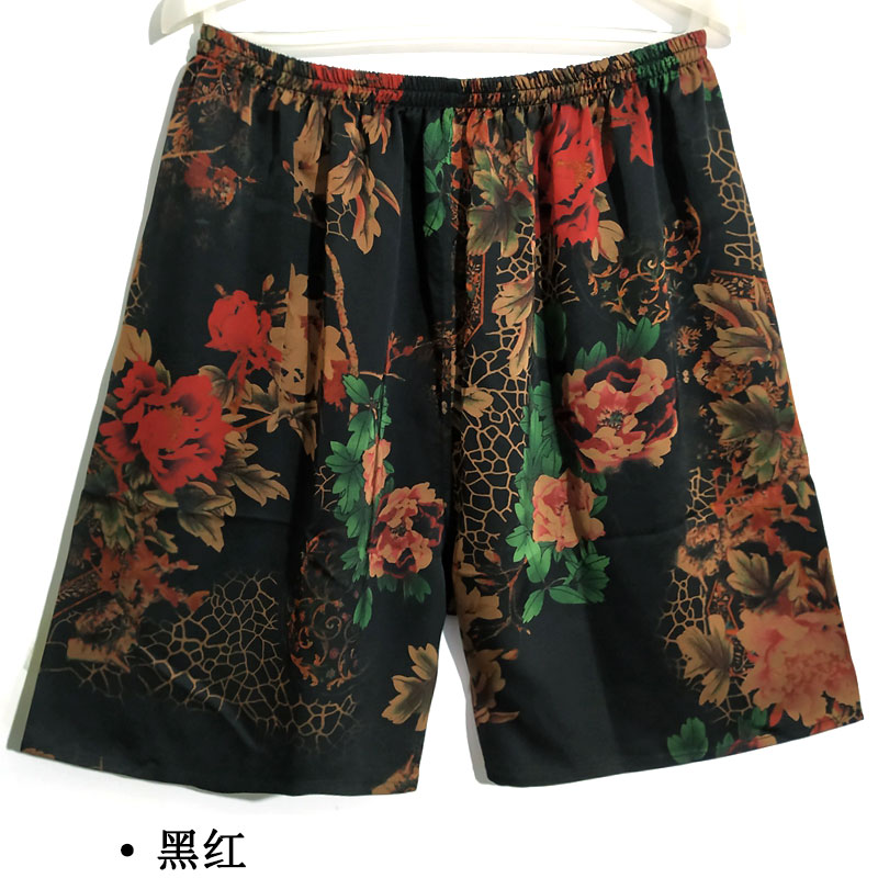 Picture Colorreal silk shorts male summer Thin Pyjamas female Home Furnishing Half pants easy mulberry silk flower Beach pants Big size Large underpants