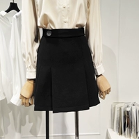 Черная мини-юбка, весенняя цветная юбка в складку, коллекция 2021, высокая талия