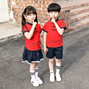 Quần áo mùa hè mẫu giáo quần áo trẻ em ngắn tay tốt nghiệp lớp quần áo Hanfu hợp xướng phong cách Trung Quốc phù hợp với đồng phục tiểu học phù hợp với - Đồng phục trường học / tùy chỉnh thực hiện