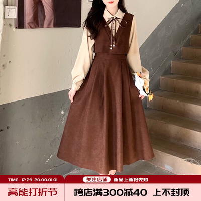 taobao agent Autumn set, demi-season fitted brace, corduroy dress