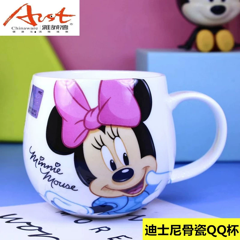 Yachengde Bone Trung Quốc QQ Cup Minnie Mickey Phim hoạt hình dễ thương Cốc nước gốm Cốc sữa Cốc cà phê Cốc - Tách