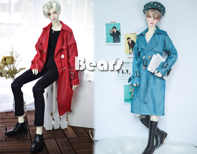 taobao agent ◆ Bears ◆ BJD baby coat A328 Silk denim double -breasted trench coat since ancient times red blue 1/4 & 1/3 & uncle