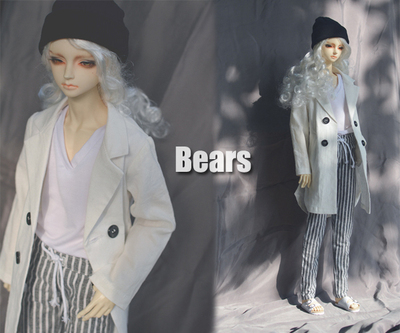 taobao agent ◆ Bears ◆ BJD baby clothing A152 white hemp double -breasted trench coat set at 4 points can be removed 1/3 & uncle