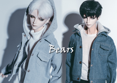 taobao agent ◆ Bears ◆ BJD baby clothing A207 hooded denim jacket jacket ~ hat can be removed ~ 2 color income 1/3 & uncle