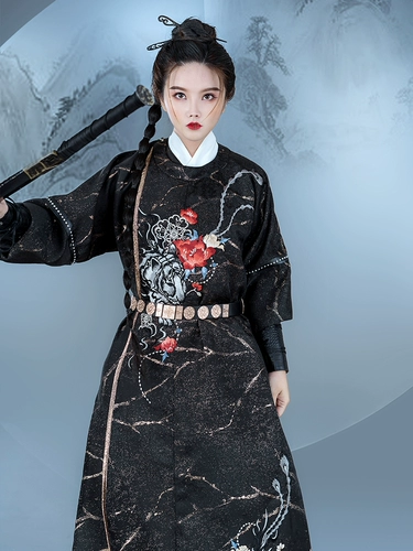 Tu Qiqi [Rongzhi] Tang System Плетение золотой вышивка цветочниковые круглое воротника мужчина и женщины та же самая ханфу в стиле CP в стиле ханфу прохладный ветер