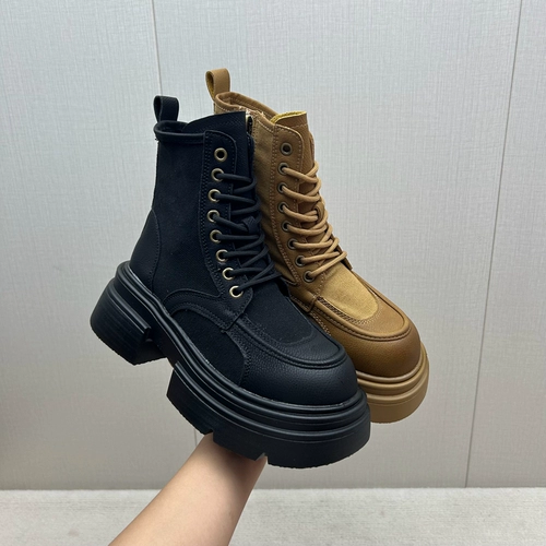 Martens, зимние повседневные модные короткие сапоги со шнурками на платформе, тканевые ботинки, 2023