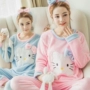 Mùa đông phiên bản Hàn Quốc của ấm áp lông cừu san hô phục vụ nhà mùa thu và mùa đông mô hình dày flannel pyjama dài tay phù hợp với phụ nữ hai mảnh đồ bộ dài tay mặc nhà