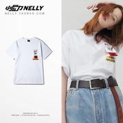Tùy chỉnh Hàn Quốc net mã vạch màu đỏ 2017 mùa hè mới cá tính nhãn nam giới và phụ nữ ngắn tay T-Shirt vài mô hình xu hướng