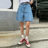 Ретро светлые джинсовые шорты, в корейском стиле, свободный крой, высокая талия