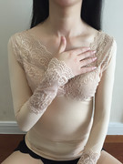 V-cổ sexy ren đáy áo của phụ nữ cơ thể liền mạch phần mỏng đồ lót nhiệt corset giảm béo mùa thu quần áo áo sơ mi mỏng