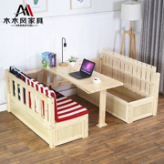 Miễn phí vận chuyển gỗ đa chức năng kép sofa giường giường trẻ em với một bàn nhỏ gọn giường thông hiện đại 1.2m - Giường