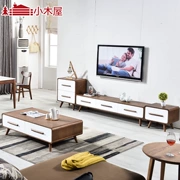 Walnut màu bàn cà phê kết hợp tủ TV Bắc Âu hiện đại tối giản căn hộ nhỏ phòng khách đồ nội thất